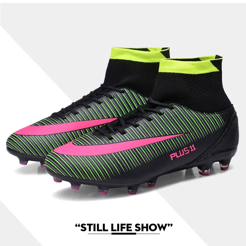Zapatos de fútbol de tobillo alto para Hombre Zapatos de fútbol FG/AG Long Spikes botas de fútbol duras botas de fútbol nino Zapatos de fútbol de tobillo alto para Hombre Zapatos de fútbol FG/AG Long Spikes botas de fútbol duras botas de fútbol nino