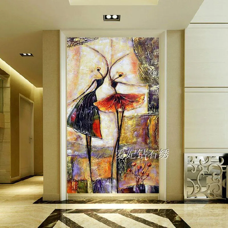 

DIY Diamond Painting,Full Square Drill,Double Dancers, Abstract Art,Diamond Mosaic Embroidery,Porch Corridor Decorative Painting