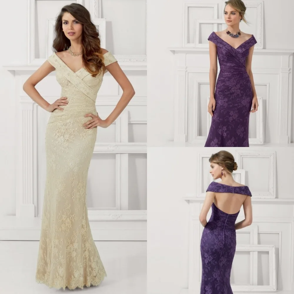 Sexy lange Mermaid Moeder van de Bruid Lace Jurken 2015 Cap Mouw Vestidos V-hals Open Back nieuwe Mode Vrouwen voor bruiloften Sexy lange Mermaid Moeder van de Bruid Lace Jurken 2015 Cap Mouw Vestidos V-hals Open Back nieuwe Mode Vrouwen voor bruiloften