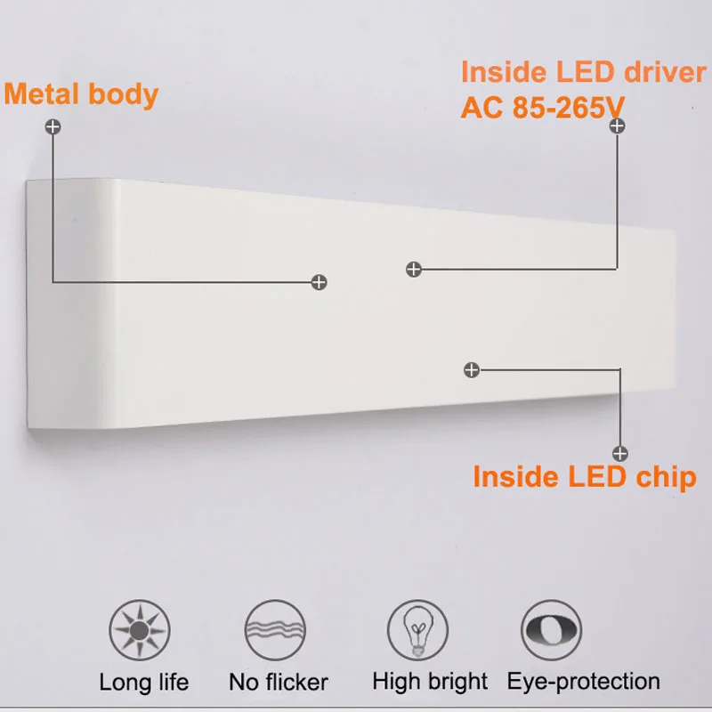 Современный светодиодный минималистичный светильник с алюминиевой полосой, настенный светильник, зеркальный светильник для ванной комнаты, настенный светильник, прикроватный светильник для спальни, креативный AC85-265V