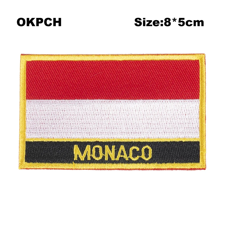 

Monaco Flag patcheswork fabric embroidery patch cutstom DIY stickers on clothing with iron PT0132-R