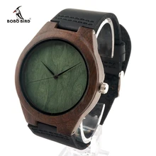 2017 Marque BOBO BIRD Noir Bois Cadeau De Luxe de Montre-Bracelet avec Bracelet En Cuir Hommes Montres relogio masculino C-F04