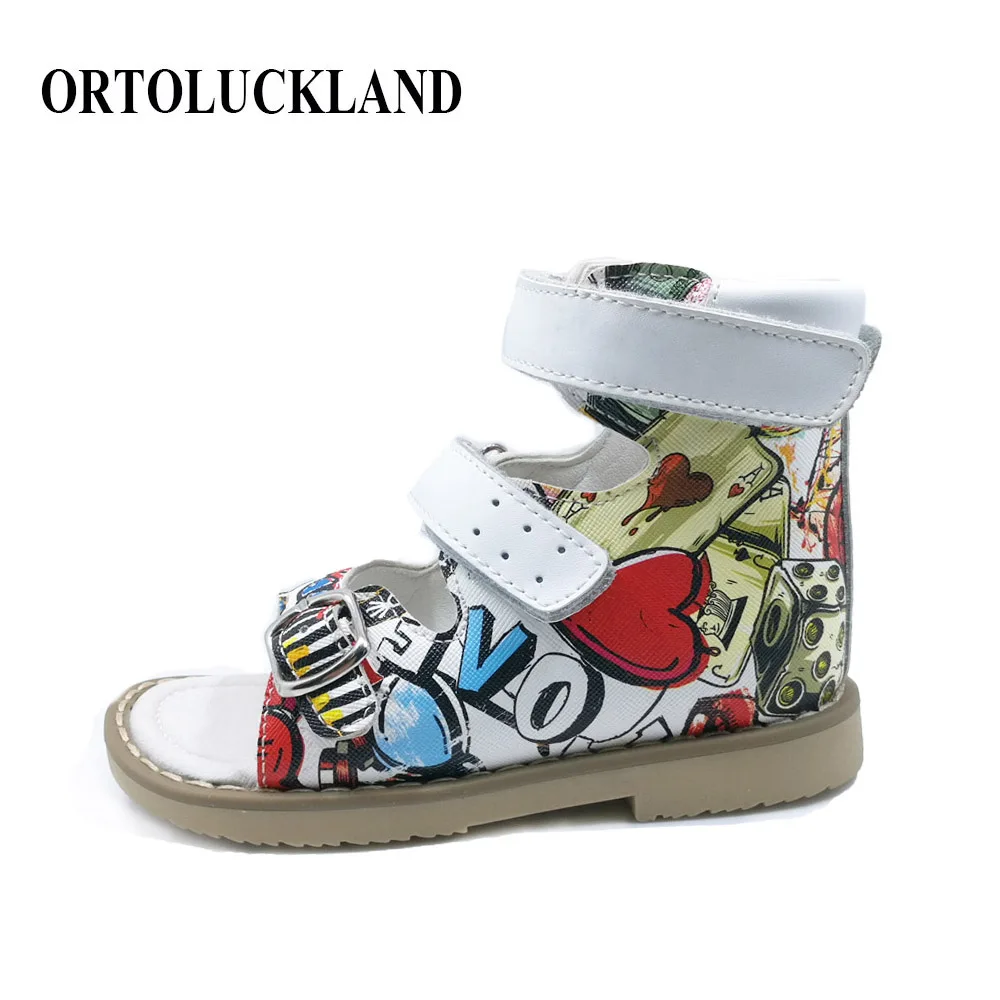 comprar 2018 Mais Novo Verão PU Sapatos de Couro Para Crianças Meninas Sandálias Crianças Sapatos Ortopédicos Sapatos Da Menina Do Bebê Com Alça Fivela