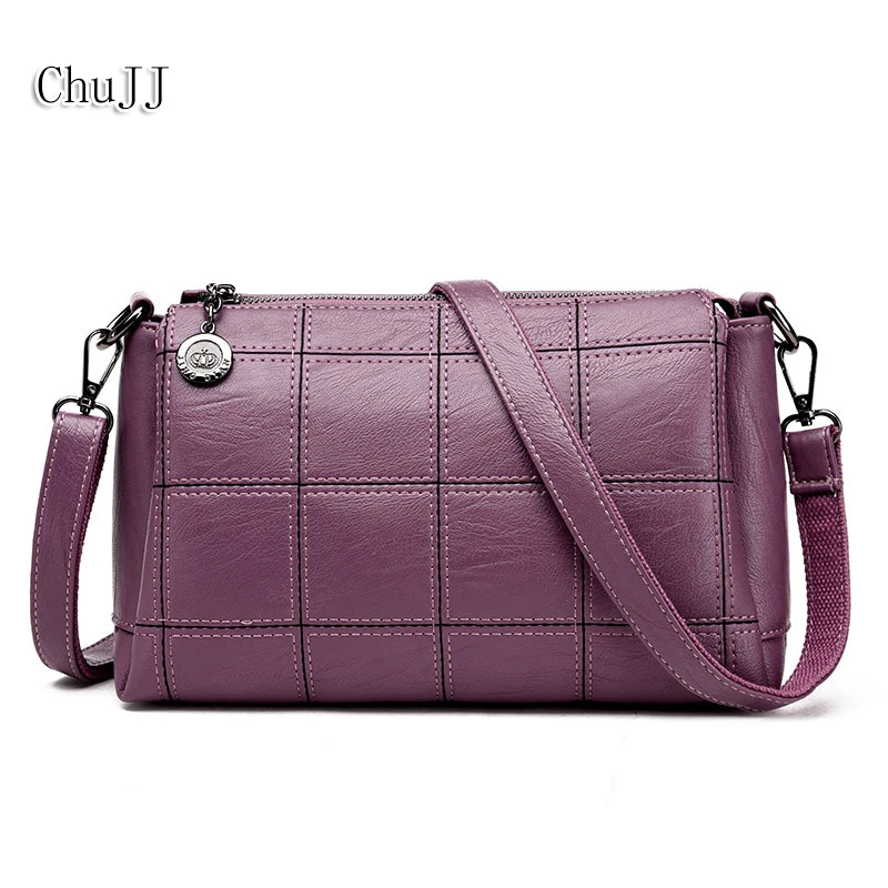 

Chu JJ Women's Genuine Leather Handbags All-match Plaid Shoulder CrossBody Bags Ladies Fashion Messenger Bag Women Bags