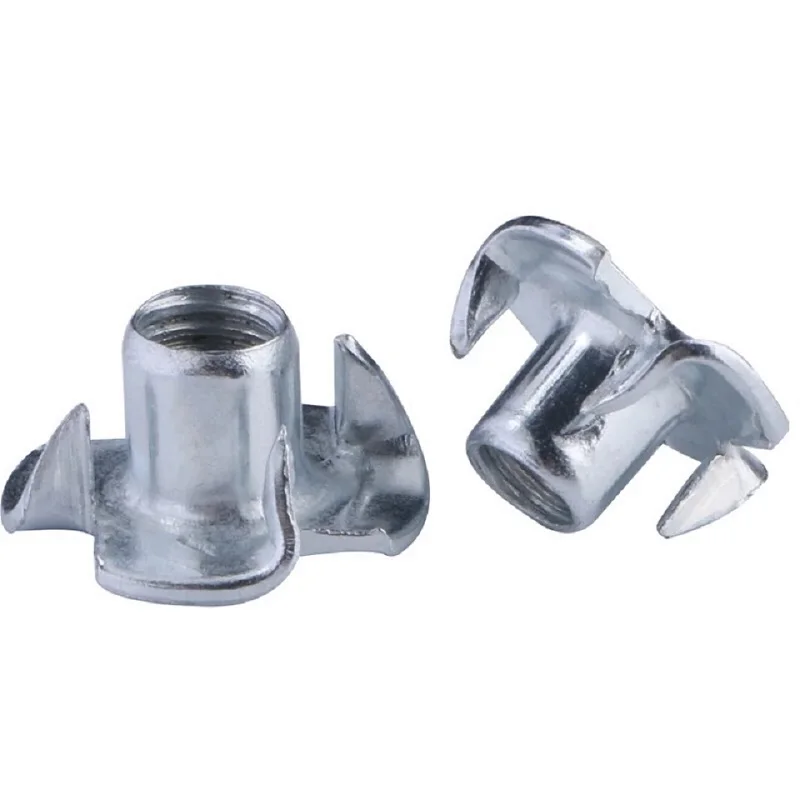 

50PCS M6 M8 M10 Nuts embedded in carbon steel galvanized pipe fittings - Quad T - nuts - Wooden furniture blind embedded nuts