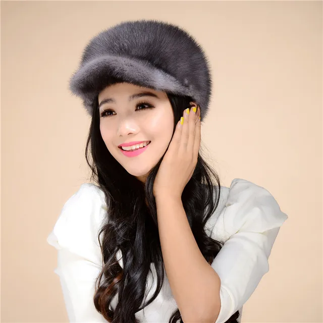 Best price at $111 Cheap Natural Water mink hair Fur Caps Similar baseball cap For Winter Fashion Women Solid color Beanies Warm Comfortable hat#H9038