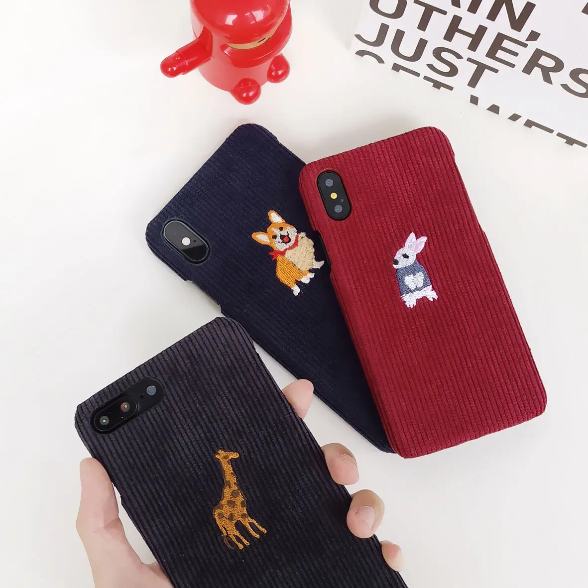 Зимний тканевый чехол для телефона iPhone 6 6S 7 8 Plus милый жираф кролик собака с