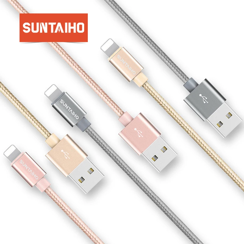 Suntaiho ل فون XS ماكس 7 كابل النايلون 2.1A كابل يو إس بي سريع الشحن ل فون X XR 6 8 زائد SE باد الهواء 2 الهاتف المحمول الكابلات
