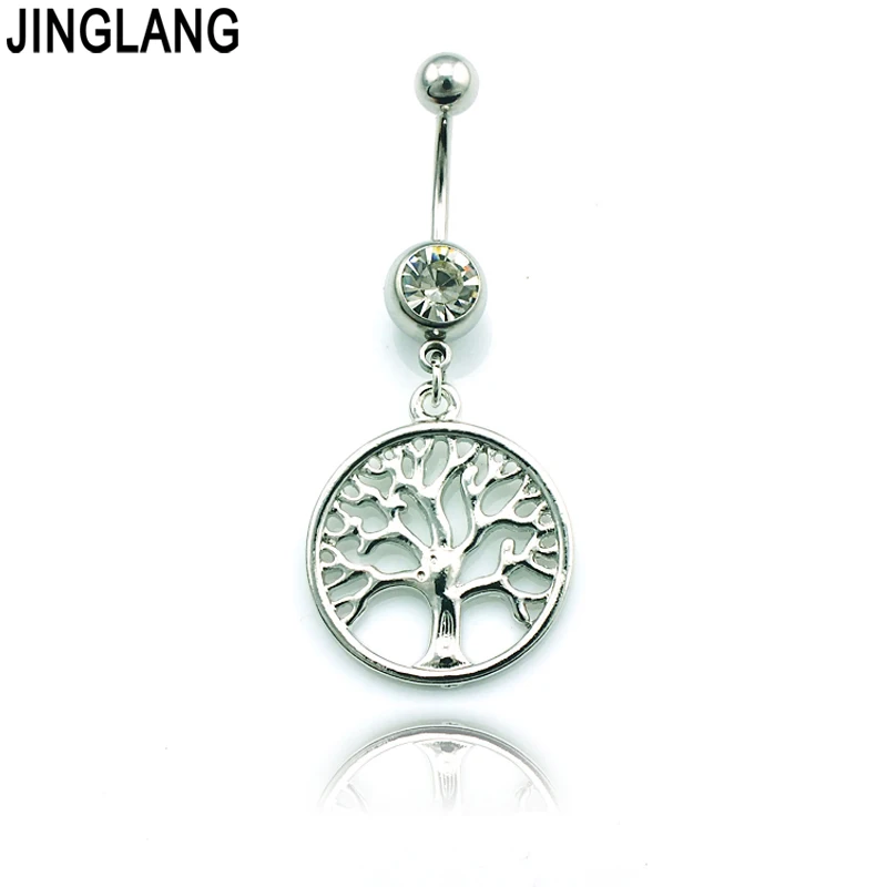 JINGLANG Fashion Belly Button Rings Stainless Steel Barbell Dangle