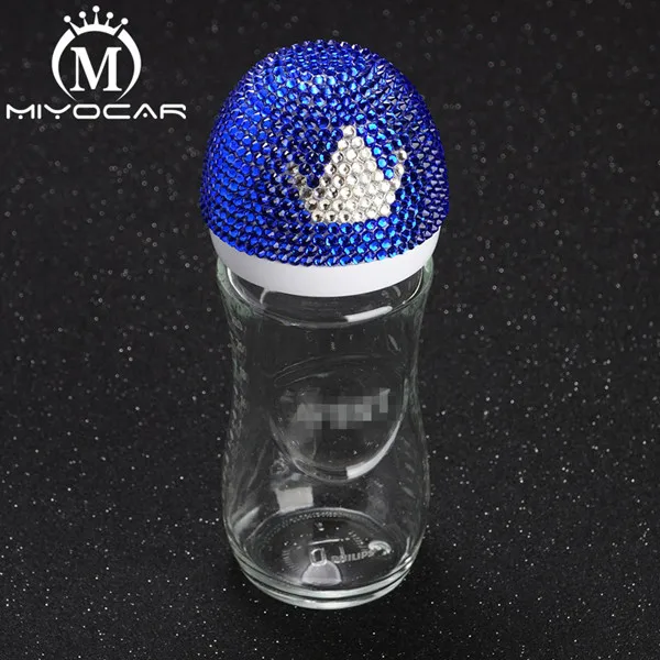 MIYOCAR bling милая голубая и белая корона 240 мл стеклянная бутылочка для кормления и блестящая корона соска для детского душа подарок - Цвет: Only bottle