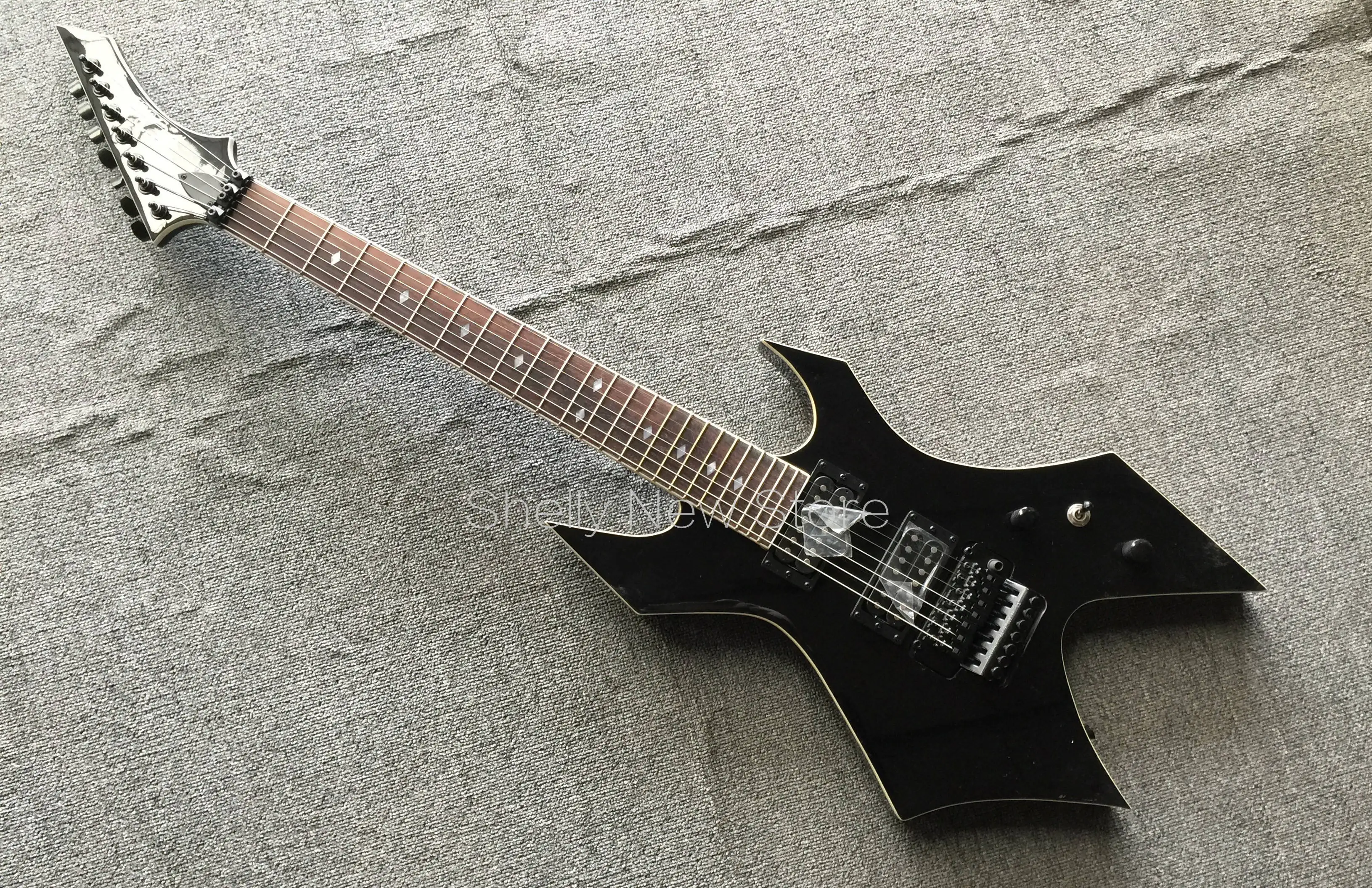 

Shelly new store factory custom 7 string black floy tremolo white binding BC locking nut electric guitar musical instrument shop