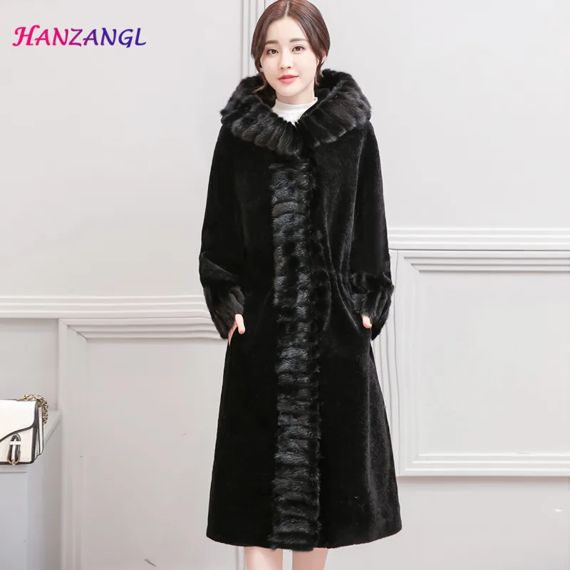 Oveja Visón Esquilada Invierno Hanzangl Largo Imitación Mujeres Abrigos 2018 Hembra Piel 1 Caliente De Abrigo Negro 2 gris nHv8wq