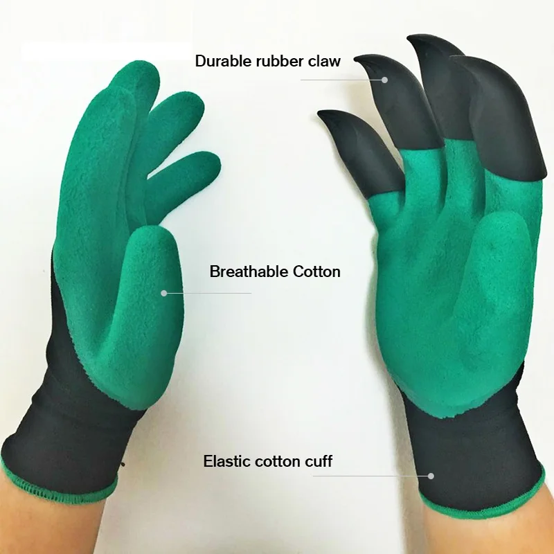 1 пара a4006latex сад Перчатки с 4 ABS Пластик Когти для сада копания посадки Рабочая