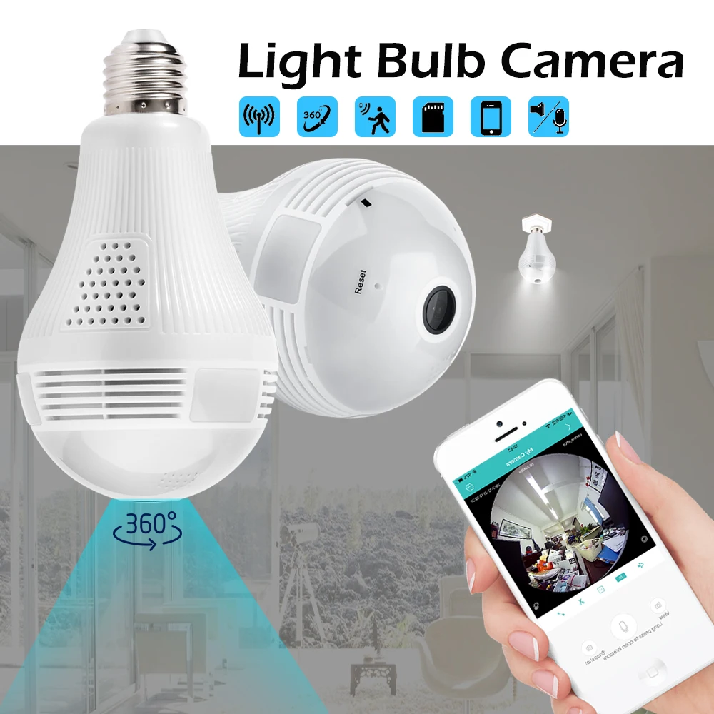 USAFEQLO светодиодный светильник 1080P Беспроводная панорамная Домашняя безопасность WiFi CCTV рыбий глаз лампа ip-камера в форме лампы 360 градусов домашняя Безопасность Охранная