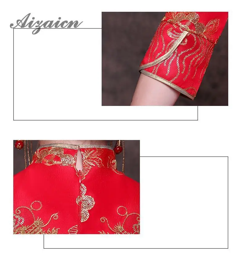 Для женщин традиционный Ци Пао Китайский свадебное платье 2019 новый красный платье Чонсам Винтаж Qipao Vestido Китай платья Oriental