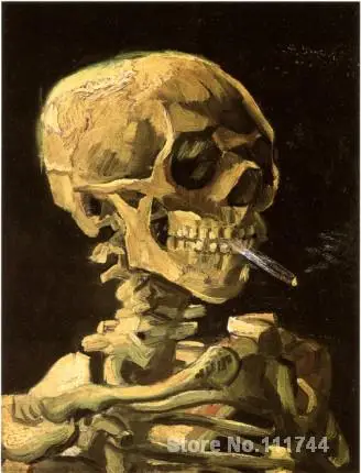 

Paintings by Vincent Van Gogh SKULL WITH BURNING CIGARETTE Hand painted art on canvas High quality