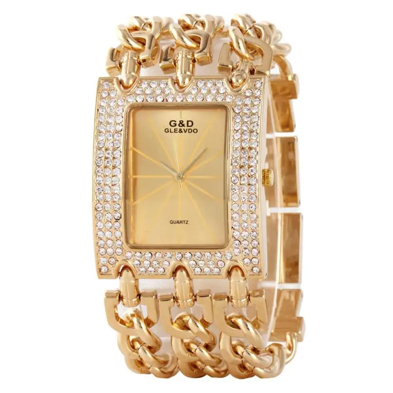 

2019 Watch Women Gold Wristwatch Luxury Brand Ladies Watch With Rhinestones Bling Fashion Relogio Feminino Luxo Marca Hot Sale