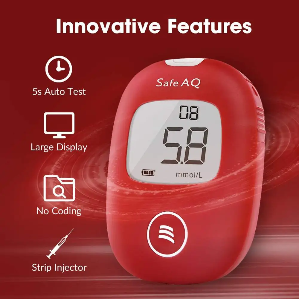 Sinocare Safe AQ Smart mg/dL mmol/L измеритель уровня глюкозы в крови диабет комплект глюкометра и тест-полоски ланцеты безболезненный тест сахара в крови er