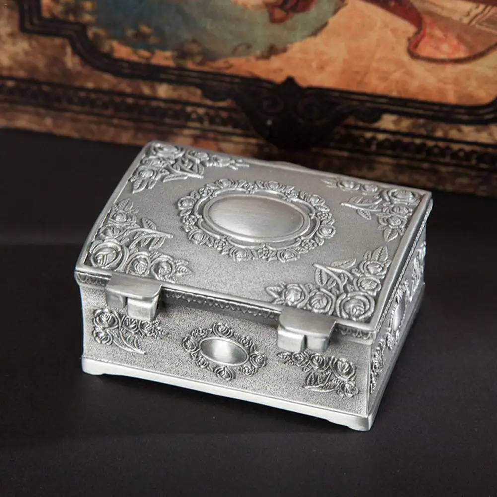 Металлическая шкатулка небольшая безделушка Винтаж ящик для хранения ювелирных изделий для кольцевых сережек украшеных Цепочки и ожерелья сокровище сундук-органайзер# EW