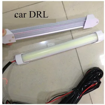 

Free Shipping 12V COB chip White light Auto Running Light highlight aluminum heat 10W LEDS*2