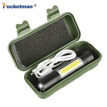 

POCKETMAN 3800 Lumens Mini LED Flashlight Rechargeable Q5+COB 3 Modes Torch Waterproof Linterna Light Indoor/Outdoor