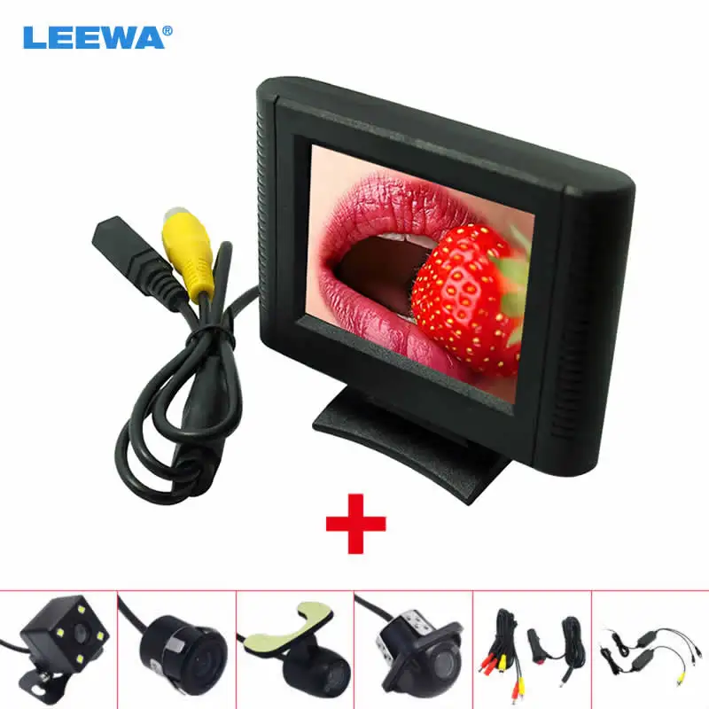 LEEWA 2,5 Zoll LCD TFT Monitor Mit Rückansicht Parkplatz Kamera RCA Video System 2,4G Wireless & Zigarette Leichter optional LEEWA 2,5 Zoll LCD TFT Monitor Mit Rückansicht Parkplatz Kamera RCA Video System 2,4G Wireless & Zigarette Leichter optional