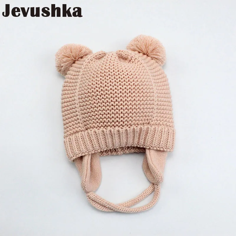 Winter pompom baby hat for kids girl boy hats knitted beanie skullies boy bomber caps with fleece lining newborn photograp HT044