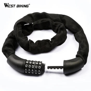 

WEST BIKING Safety Bike Cable Steel Lock Bike Bicycle Anti-theft Cable Lock MTB Cycling 5 Password Digital Bike Chain Locks
