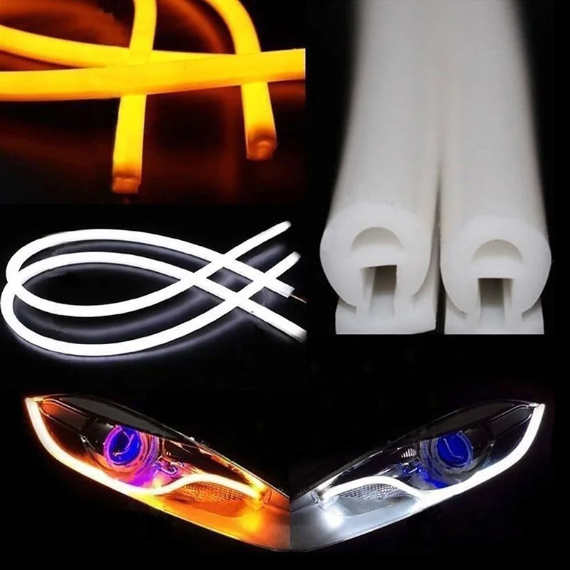 TPTOB Angel Eyes Turn SignalLights  LED Car Styling Universial DRL Flexible Tube Strip Daytime Running White Yellow