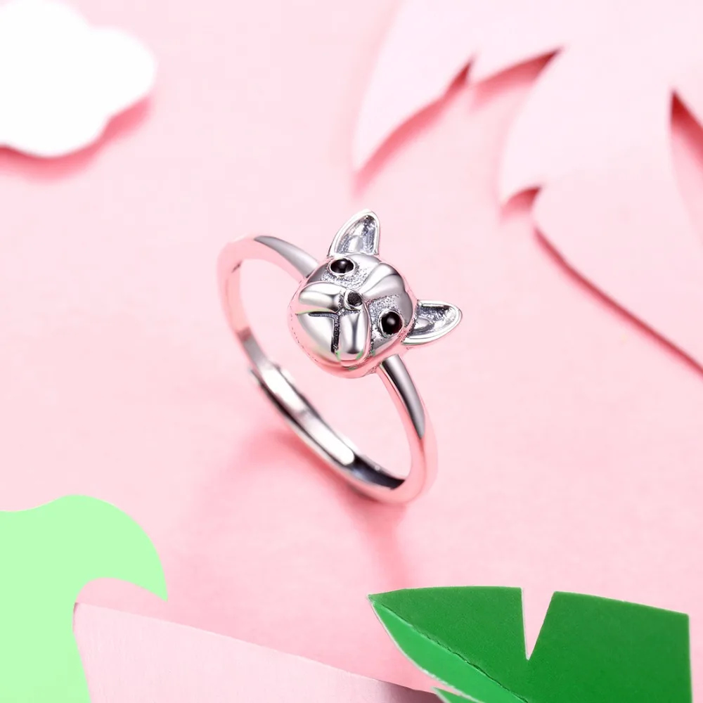 SILVERCUTE 925 пробы серебро французский кольцо с дизайном бульдог для Для женщин