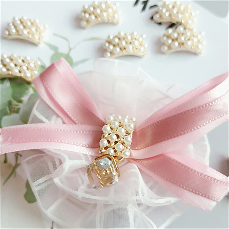 10 pcs/lot 18mm*9mm Little Arch Rhinestone Rabbit Buttons for Craft Wedding Invitation Card DIY Girl Hair Bowknot Metal Buttons