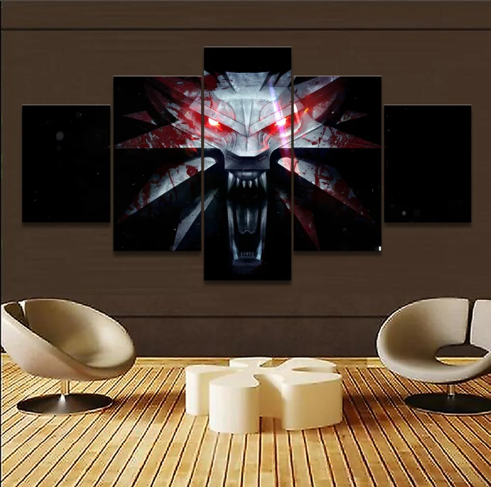 

The Witcher 3 Wild Hunt Mark Game Painting Canvas Wall Art HD Print Home Decor 5 Piece Canvas Wall Art For Living Room Painting