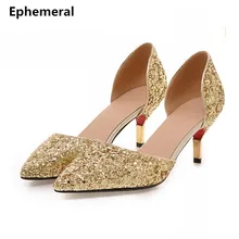 Lady Red Bottom Sexy Hot Sale Bling Single Shoes Plus size 34-43 Womens Pumps Pointy toe high Heels Slip-On For Nigh club Party