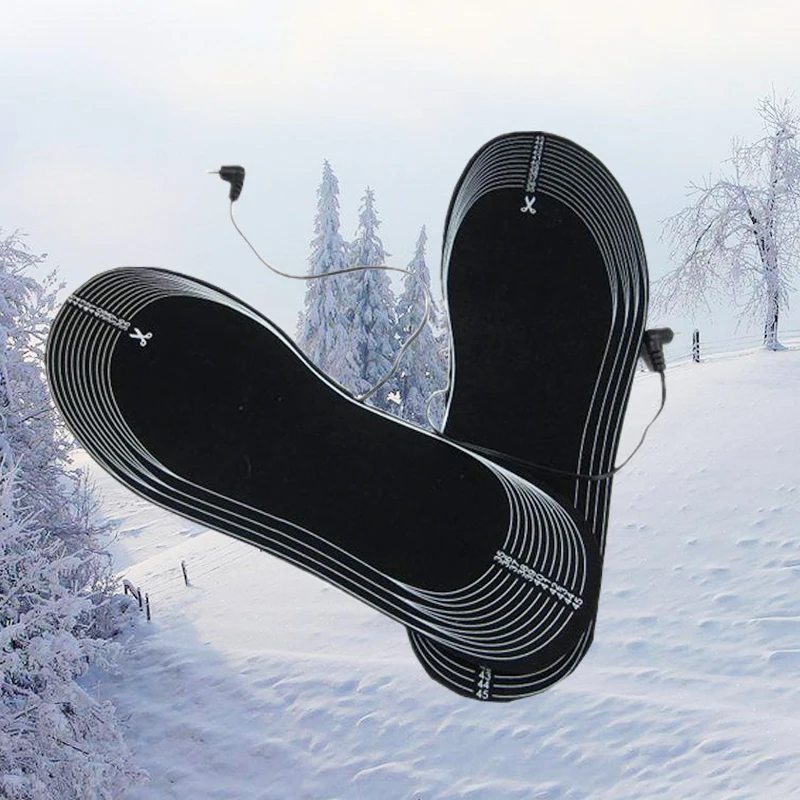 Electric Heating Shoe Insoles Can Trim Black Warm Heaters Carbon Fiber Insoles Battery Compartment Heating Insole Shoe Dryer  (4)
