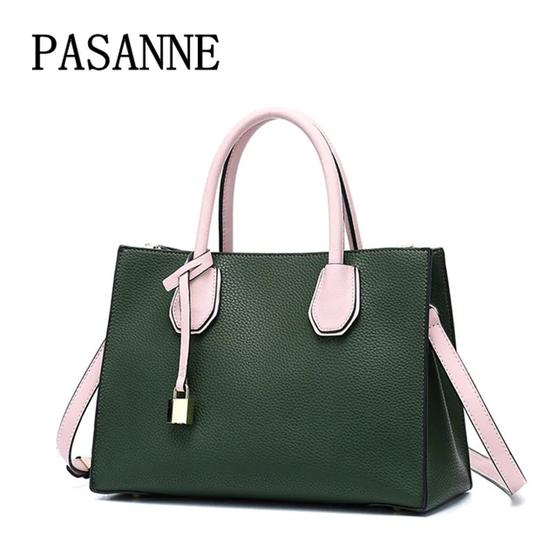 

Leather Women Bag Large Handbags PASANNE 2018 Leather Shoulder Bags Bags Tote Fashion Bags Handbags