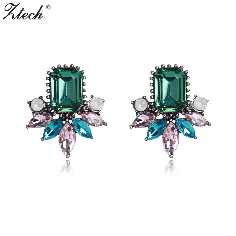 

Ztech Opal Stone Stud Earrings Christmas Party 2019 Brand New Elegant Crystal Earrings For Women Cute Trendy Women Earrings