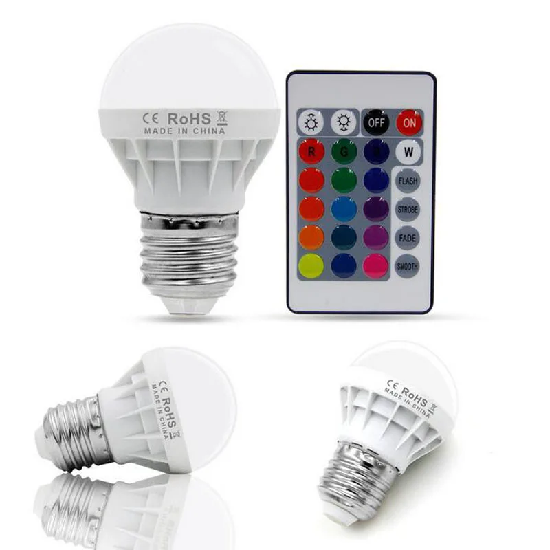 IR Remote Saving Energy Lampara 16 ColorS Soptlight Bulb E27 3W RGB LED Lamp
