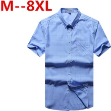 9XL 8XL 6XL New Summer Style Men Short Sleeve Shirts Plaid Fashion Brand Turn-down Collar Slim Fit Breathable Men Casual Shirt