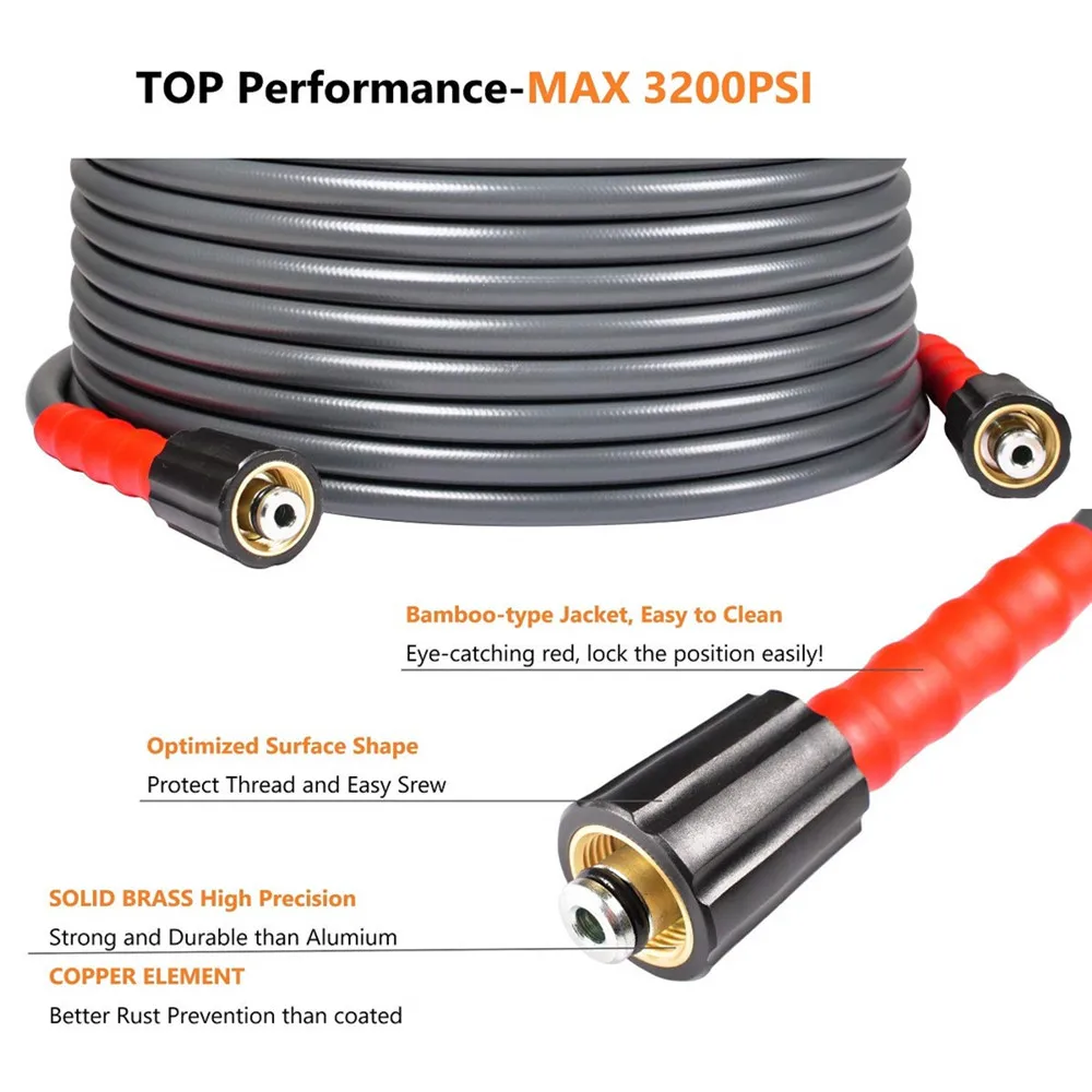 7,6 М гибкий шланг для мойки высокого давления 3200 фунтов/кв. дюйм, автомобильный шланг для очистки воды, удлиняющий шланг для садового шланга, очиститель высокого давления