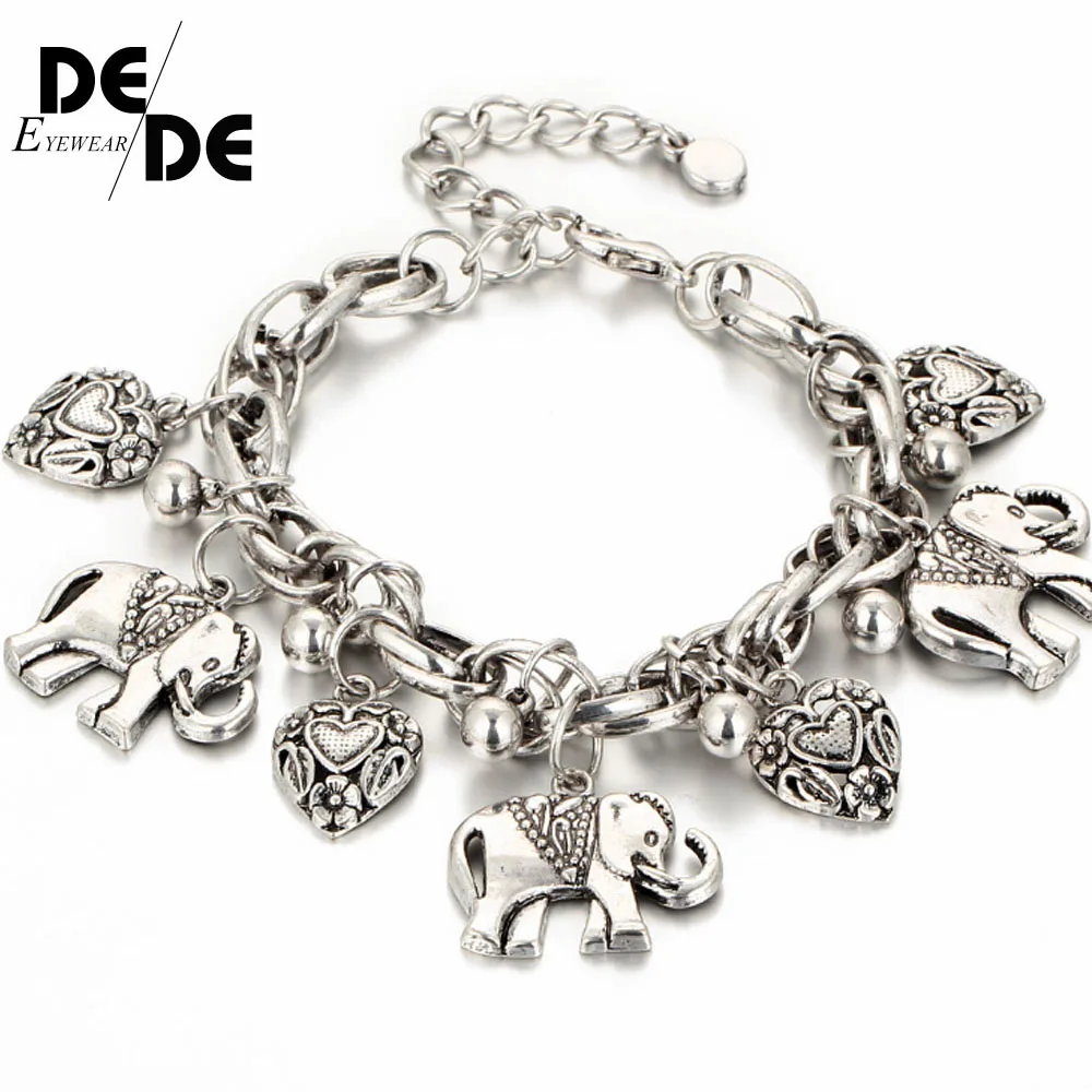 

Vintage Elephant Pendant Anklet Bracelet 2019 Fashion Brand Jewelry For Women Foot Chain Ethnic Plated Metal Heart Anklets