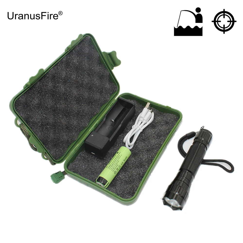 

1000lm White Light XM-L T6 LED Portable Torch Outdoor Hunting Flashlight green/red/blue/UV lighting Tactical lanterna