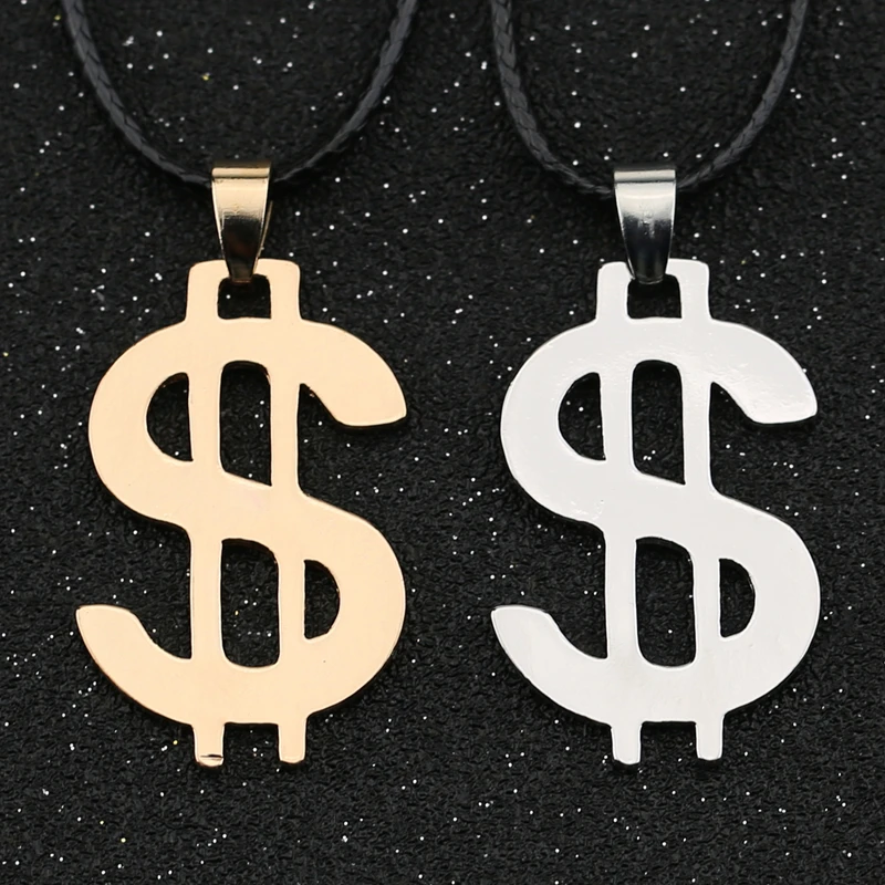 

Dollar Necklace Money American US Dollar Sign Symbol Logo Silver Pendant Fashion New Stainless Steel Jewelry Men Women Wholesale