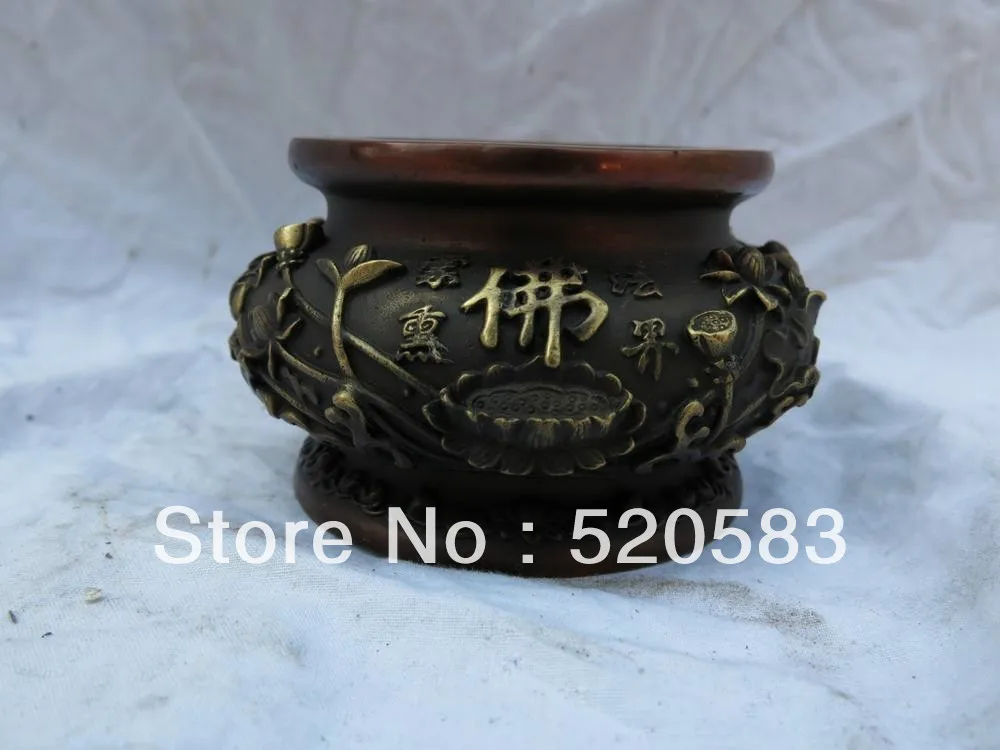 

free red bronze Chinese folk feng shui temple buddhism buddha lotus flower censer fast