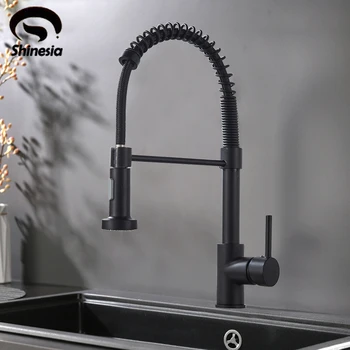 

Shinesia Matte Black Kitchen Faucet Pull Down Sprayer Mixer Tap Sink Faucet 360 Rotation Kitchen Faucet Hot and Cold Water