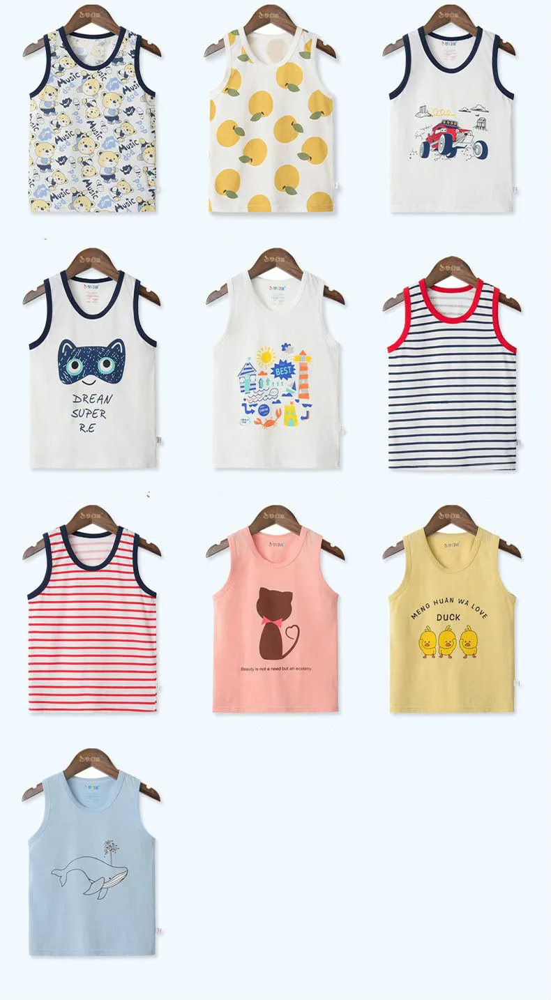 T Shirt for Boys Fruit Watermelon Cotton Baby Girl Boy Animals Duck Fox Sleeveless Tops Tee Summer Children's Clothes 0-6Y