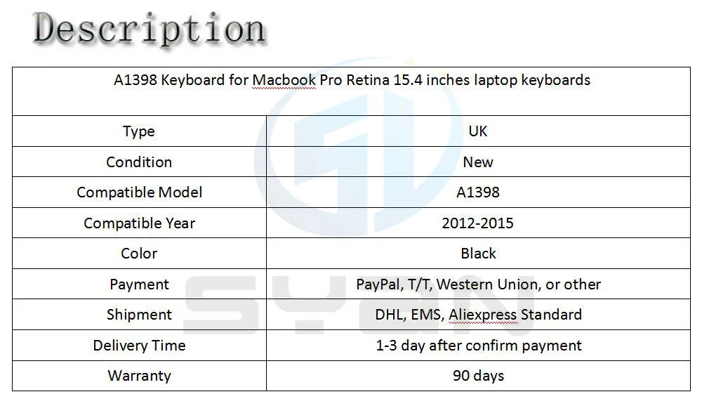 A1398 клавиатура для Macbook Pro retina 15,4 дюймов ноутбука MC975 MC976 ME664 ME665 ME293 ME294 клавиатуры абсолютно новые 2012