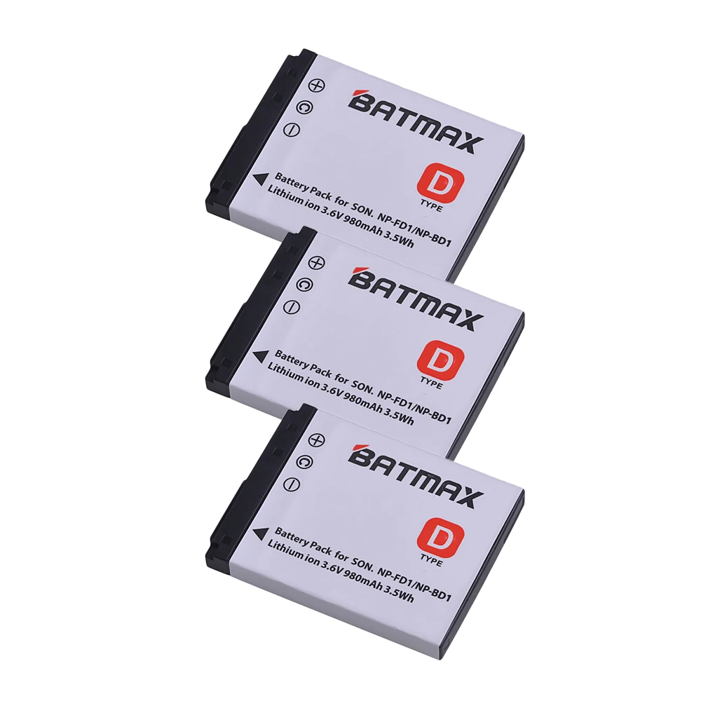 Batmax 3 Pz/Lotto Np-Fd1 Np-Bd1 Np Bd1 Fd1 Batteria Per Sony Dsc T300 Tx1 T900 T700 T500 T200 T77 T900 T90 T70 T2 G3 S930