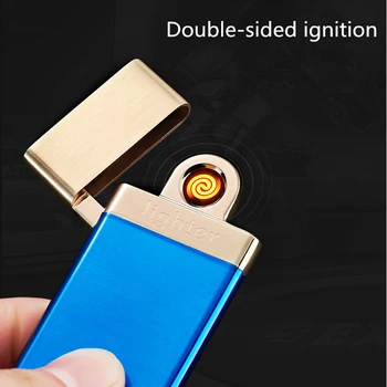 

HZ-110 ultra-thin double-sided cigarette lighter environmental protection USB charging lighter