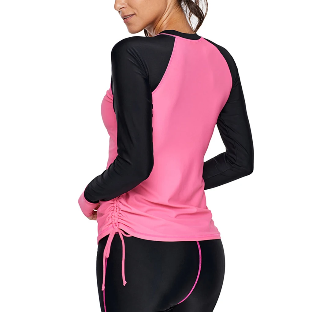 

FangNymph Women Long Sleeve Swimming Pullover Ladies Swim Blouse Top Swimsuit Swimwear