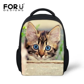 

FORUDESIGNS Mini Kids Cat Backpack,12 Inch Animal Printing Children Backpacks for School Girls Boys Kindergarten Rucksack Bags